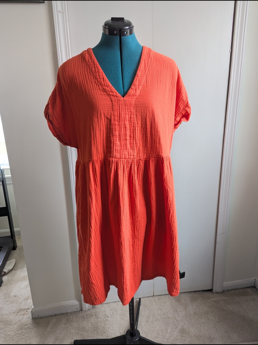 Universal Thread Orange V-Neck Gauze Tunic Dress